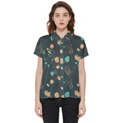 Flower Leaves Pattern Seamless Short Sleeve Pocket Shirt by Bedest