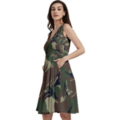 Camouflage Pattern Fabric Sleeveless V-neck Skater Dress With Pockets by Bedest