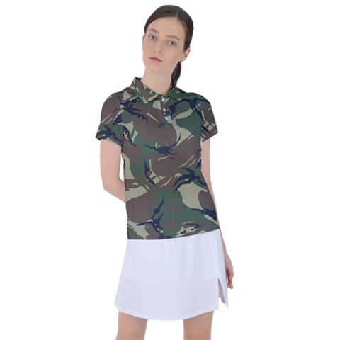 Camouflage Pattern Fabric Women s Polo T-shirt by Bedest