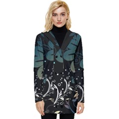 Flower Abstract Desenho Button Up Hooded Coat  by Bedest