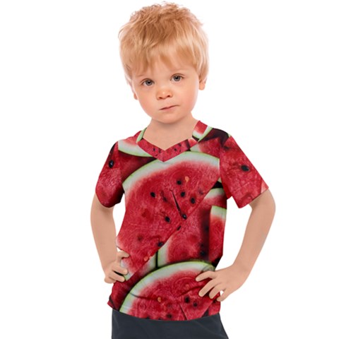 Watermelon Fruit Green Red Kids  Sports T-shirt by Bedest