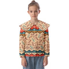 Ethnic-tribal-pattern-background Kids  Peter Pan Collar Blouse by Apen