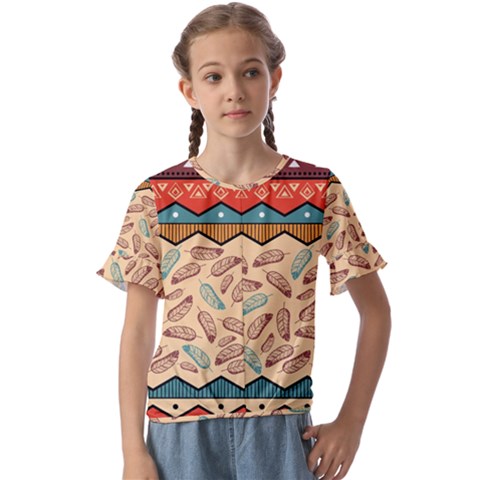 Ethnic-tribal-pattern-background Kids  Cuff Sleeve Scrunch Bottom T-shirt by Apen