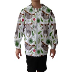 Seamless Pattern With Cute Sloths Kids  Hooded Windbreaker by Ndabl3x