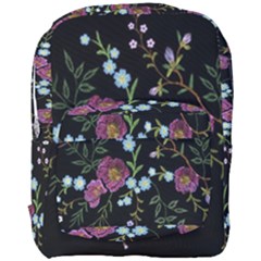 Embroidery Trend Floral Pattern Small Branches Herb Rose Full Print Backpack by Ndabl3x