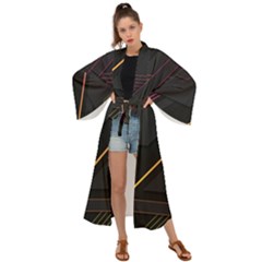 Gradient Geometric Shapes Dark Background Maxi Kimono by Ndabl3x