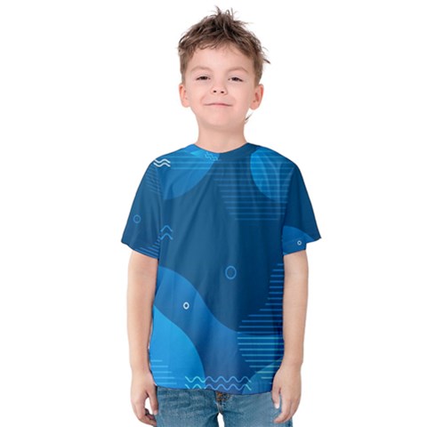 Abstract Classic Blue Background Kids  Cotton T-shirt by Ndabl3x