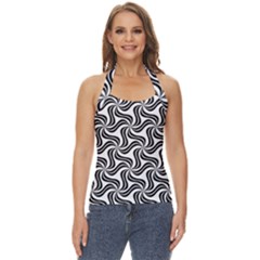 Soft Pattern Repeat Monochrome Basic Halter Top by Ravend