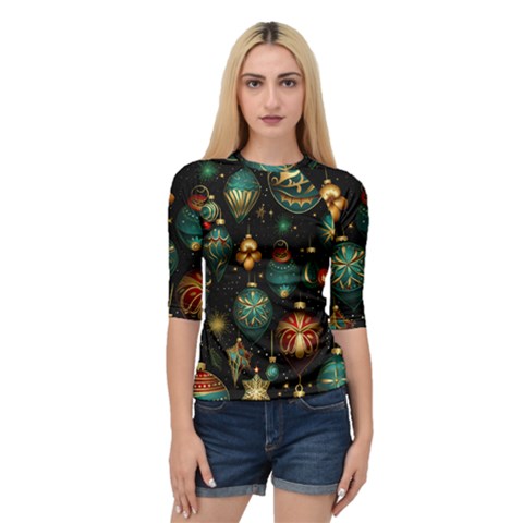 Christmas Ornaments Pattern Quarter Sleeve Raglan T-shirt by Ravend