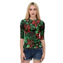 Flower Floral Pattern Christmas Quarter Sleeve Raglan T-Shirt View1