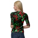 Flower Floral Pattern Christmas Quarter Sleeve Raglan T-Shirt View2