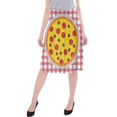 Pizza Table Pepperoni Sausage Midi Beach Skirt by Ravend