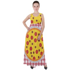 Pizza Table Pepperoni Sausage Empire Waist Velour Maxi Dress by Ravend