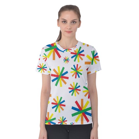 Celebrate Pattern Colorful Design Women s Cotton T-shirt by Ravend