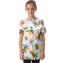 Celebrate Pattern Colorful Design Fold Over Open Sleeve Top View1