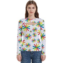 Celebrate Pattern Colorful Design Women s Cut Out Long Sleeve T-shirt by Ravend