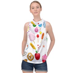 Summer Fair Food Goldfish High Neck Satin Top by Ravend