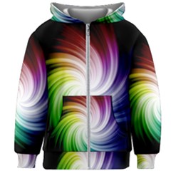 Rainbow Swirl Twirl Kids  Zipper Hoodie Without Drawstring by Ravend