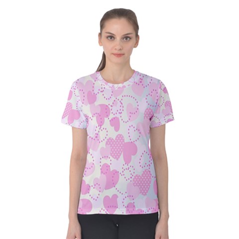 Valentine Background Hearts Bokeh Women s Cotton T-shirt by Ravend