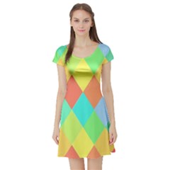 Low Poly Triangles Short Sleeve Skater Dress by Ravend