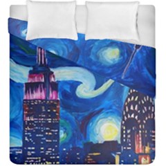 Starry Night In New York Van Gogh Manhattan Chrysler Building And Empire State Building Duvet Cover Double Side (king Size) by Modalart