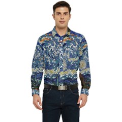 Mosaic Art Vincent Van Gogh Starry Night Men s Long Sleeve Pocket Shirt  by Modalart