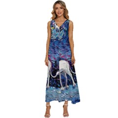 Unicorn Starry Night Print Van Gogh V-neck Sleeveless Loose Fit Overalls by Modalart