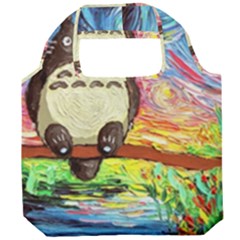 Totoro Starry Night Art Van Gogh Parody Foldable Grocery Recycle Bag by Modalart