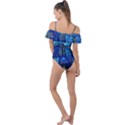 Starry Night Van Gogh Painting Art City Scape Frill Detail One Piece Swimsuit View2