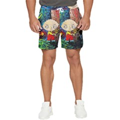 Cartoon Starry Night Vincent Van Gogh Men s Runner Shorts by Modalart