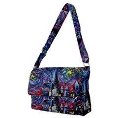 Castle Hogwarts Starry Night Print Van Gogh Parody Full Print Messenger Bag (m) by Modalart