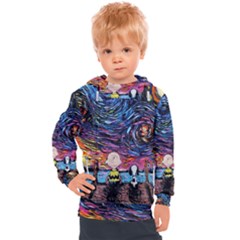 Cartoon Dog Vincent Van Gogh s Starry Night Parody Kids  Hooded Pullover by Modalart