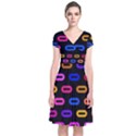 Pattern Background Structure Black Short Sleeve Front Wrap Dress View1