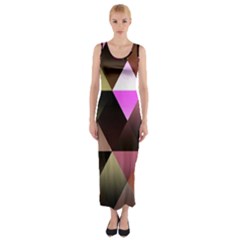 Abstract Geometric Triangles Shapes Fitted Maxi Dress by Pakjumat