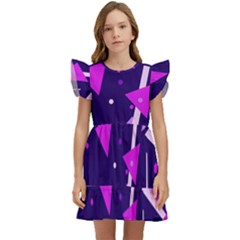 Memphis Pattern Geometric Abstract Kids  Winged Sleeve Dress by Pakjumat