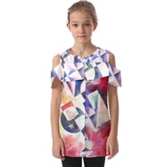 Abstract Art Work 1 Fold Over Open Sleeve Top by mbs123