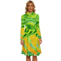 Zitro Abstract Sour Texture Food Long Sleeve Shirt Collar A-line Dress by Amaryn4rt