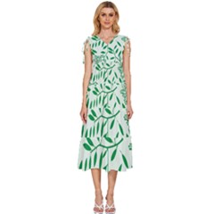 Leaves Foliage Green Wallpaper V-neck Drawstring Shoulder Sleeveless Maxi Dress by Amaryn4rt