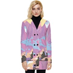 Pink Mountains Grand Canyon Psychedelic Mountain Button Up Hooded Coat  by Modalart