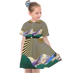 Surreal Art Psychadelic Mountain Kids  Sailor Dress by Modalart