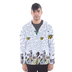 Dog Puzzle Maze Bee Butterfly Men s Hooded Windbreaker by Modalart