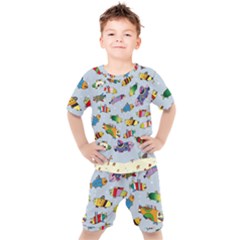 Fish Ocean Sea Water Diving Blue Kids  T-shirt And Shorts Set by Modalart