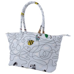 Dog Puzzle Maze Bee Butterfly Canvas Shoulder Bag by Modalart