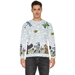 Dog Puzzle Maze Bee Butterfly Men s Fleece Sweatshirt by Modalart