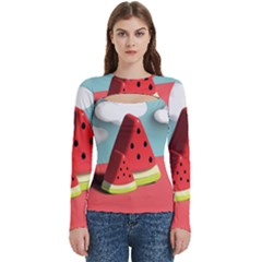 Watermelon Fruit Women s Cut Out Long Sleeve T-shirt by Modalart