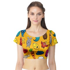 Graffiti Characters Seamless Ornament Short Sleeve Crop Top by Bedest