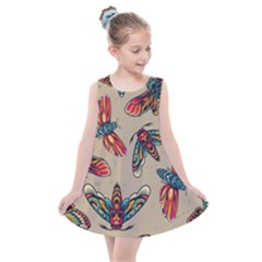 Tattoos Colorful Seamless Pattern Kids  Summer Dress by Bedest