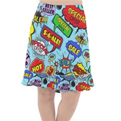 Comic Bubbles Seamless Pattern Fishtail Chiffon Skirt by Bedest