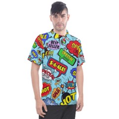 Comic Bubbles Seamless Pattern Men s Polo T-shirt by Bedest