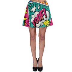 Comic Colorful Seamless Pattern Skater Skirt by Bedest